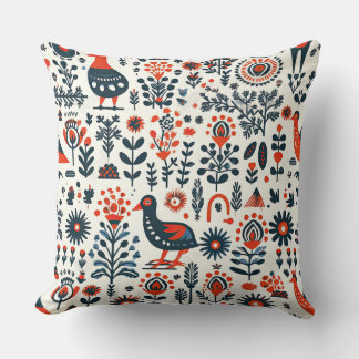 Scandanavian Folk Art Design Cushion