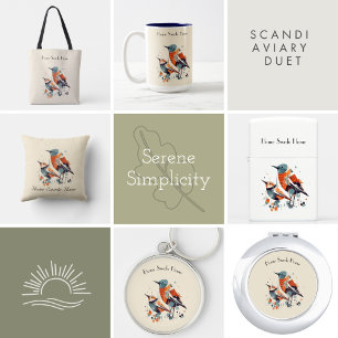 Scandi Aviary Duet, custom 7.5 Cm Round Badge