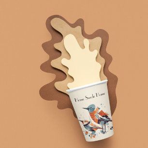 Scandi Aviary Duet, custom Paper Cups
