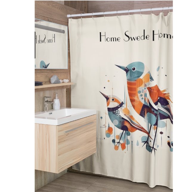 Scandi Aviary Duet, custom Shower Curtain (Creator Uploaded)