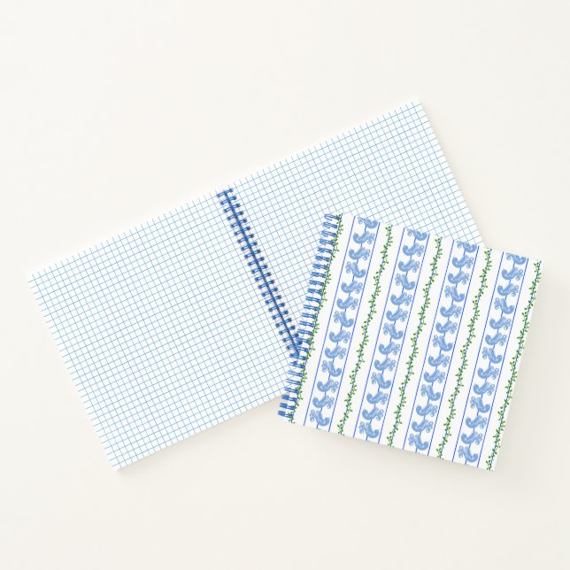 Scandi Blue Bird Green Ivy Stripe Bullet Journal  (Inside)