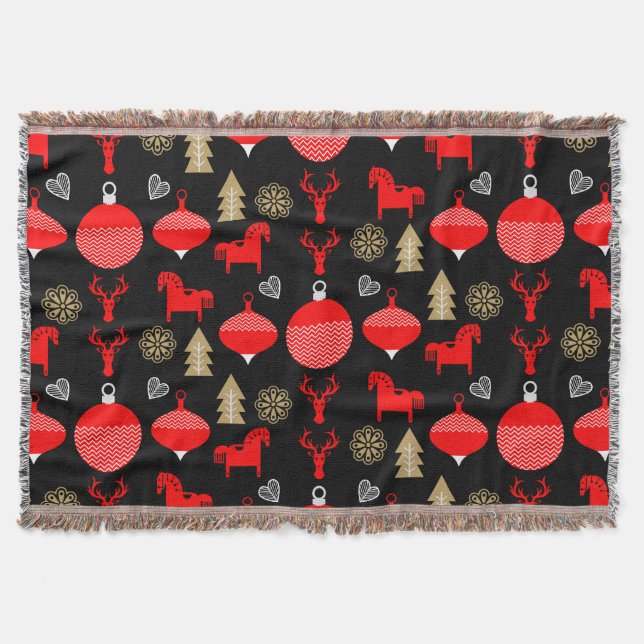 Scandi Christmas Decor Throw Blanket (Front)