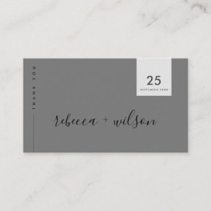 SCANDI CLEAN DARK GREY MINIMAL WEDDING THANK YOU BUSINESS CARD