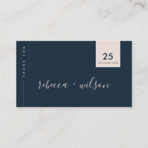 SCANDI CLEAN NAVY BLUSH MINIMAL WEDDING THANK YOU BUSINESS CARD
