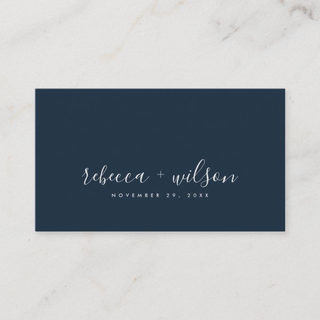 SCANDI CLEAN NAVY RUST MINIMAL WEDDING THANK YOU BUSINESS CARD (Front)