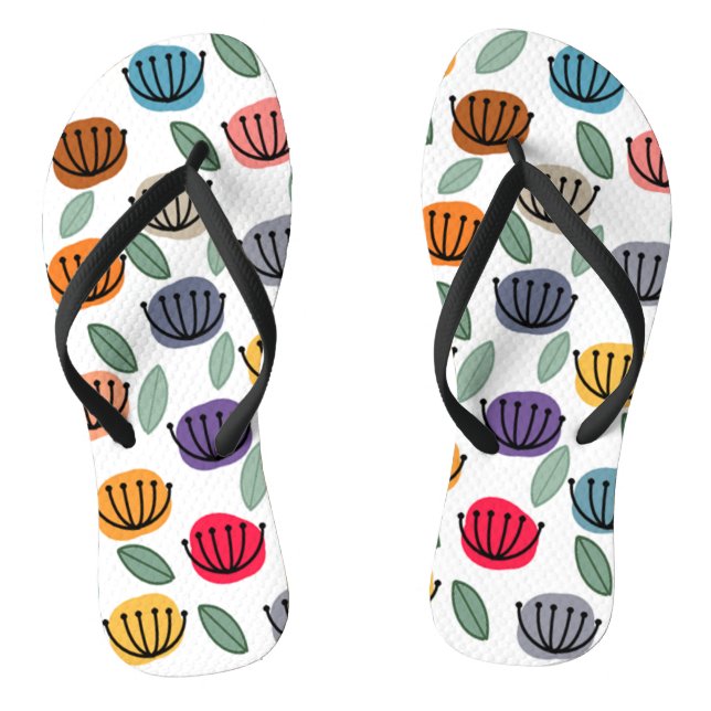 Scandi Cup Flowers Flip Flops (Footbed)