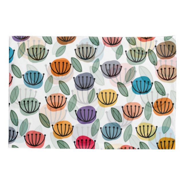Scandi Cup Flowers  Pillowcase (Back)
