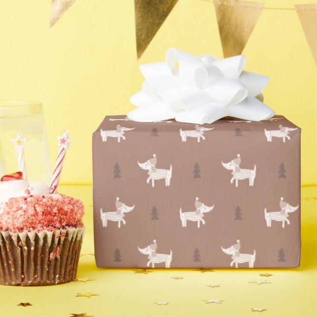 Scandi Dog & Christmas Trees Wrapping Paper Roll   (Birthday Party)