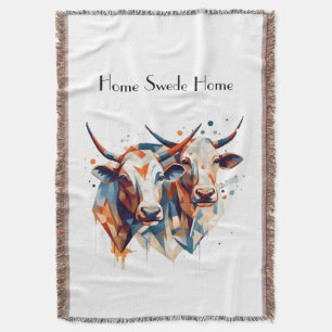 Scandi Farmhouse Cattle, custom Throw Blanket
