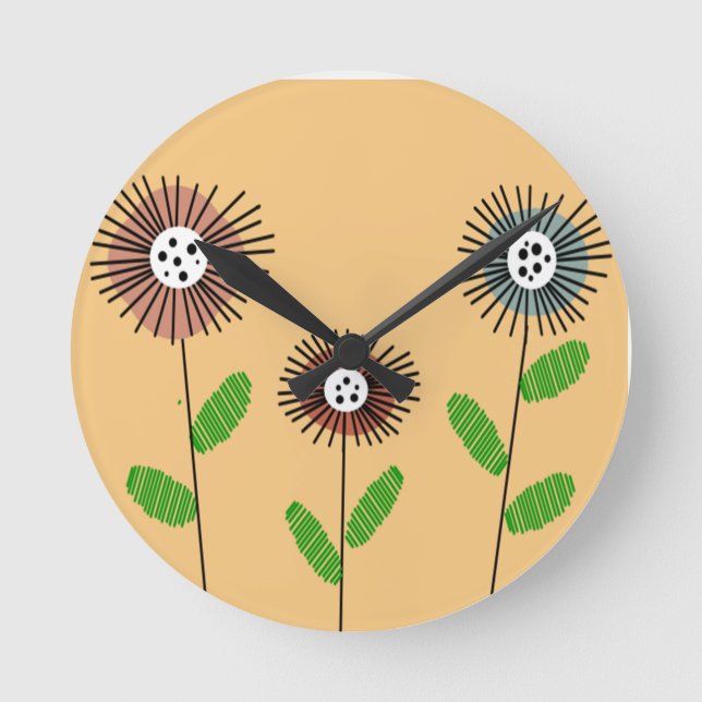Scandi Flowers Round Clock (Front)