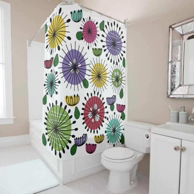 Scandi Flowers  Shower Curtain (In Situ)