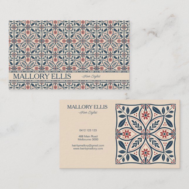Scandi Folk Art Pattern | Hair stylist Consultant Business Card (Front/Back)