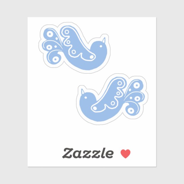 Scandi Folk Blue White Birds (Sheet)