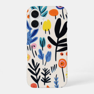 Scandi Folk Floral Nordic Botanical Art iPhone 16 Case