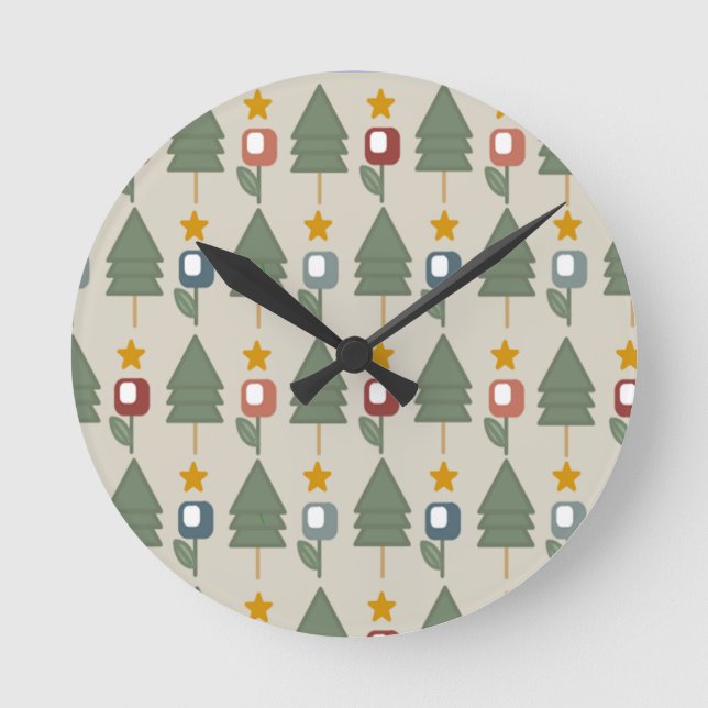 Scandi Forest  Round Clock (Front)