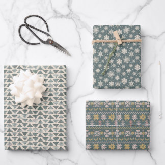 Scandi green Christmas set Wrapping Paper Sheet