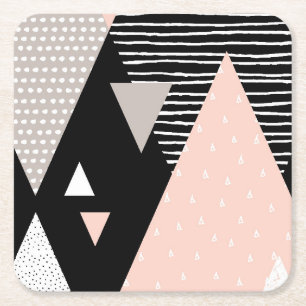Scandi Mountain Peak Design Square Paper Coaster