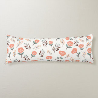 Scandi Red Poppies & Green Leaves Body Cushion