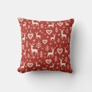 Scandi Reindeer Hearts Cushion