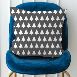 Scandi Tree Pattern   Minimalist Black and White Cushion