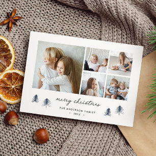 Scandi Trees   Modern Minimalist Photo Collage Holiday Card