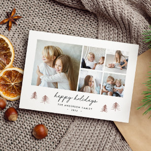 Scandi Trees Modern Minimalist Photo Collage Holiday Card