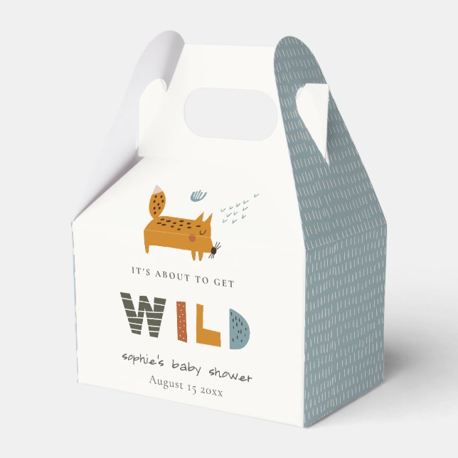 Scandi Wild Tropical Woodland Animals Baby Shower Favour Box (Front Side)