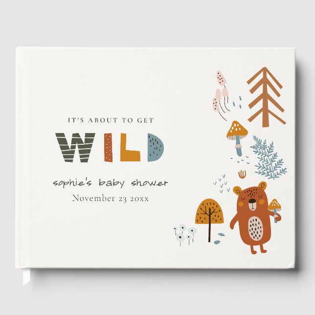 Scandi Wild Tropical Woodland Animals Baby Shower Guest Book (Front)