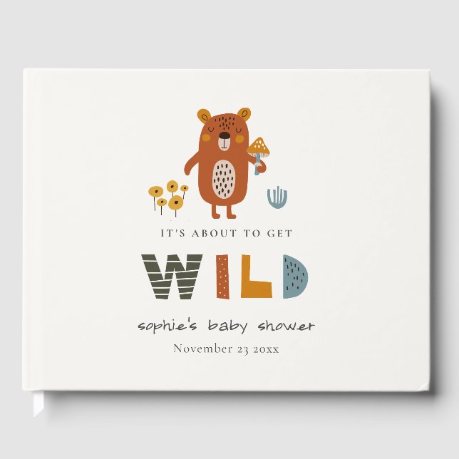 Scandi Wild Tropical Woodland Animals Baby Shower Guest Book (Front)
