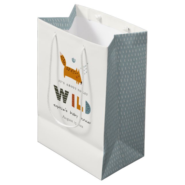 Scandi Wild Tropical Woodland Animals Baby Shower Medium Gift Bag (Front Angled)