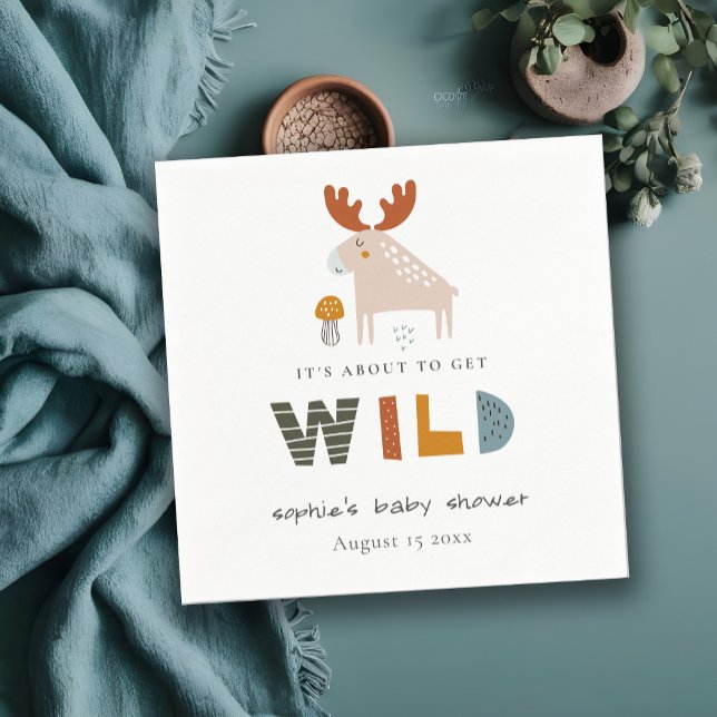 Scandi Wild Tropical Woodland Animals Baby Shower Napkin (Creator Uploaded)