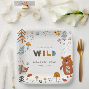 Scandi Wild Tropical Woodland Animals Baby Shower Paper Plate