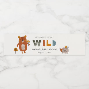 Scandi Wild Tropical Woodland Animals Baby Shower Water Bottle Label