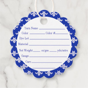 SCANDIA BLUE KNIT 2" Scalloped Round Yarn Tags