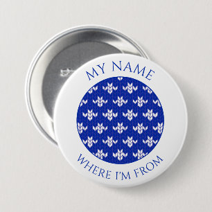 SCANDIA BLUE KNIT 3" Round Name Tag Button