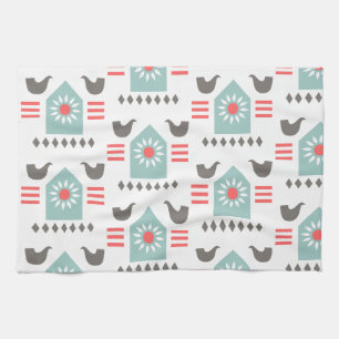 Scandia Folk Art Farm House Tea Towel