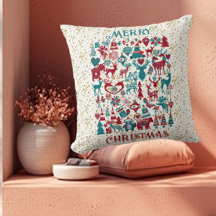 Scandia Merry Christmas Symbols Nordic Scandinavia Cushion