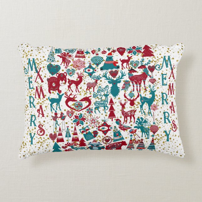 Scandia Merry Christmas Symbols Nordic Scandinavia Decorative Cushion (Front)