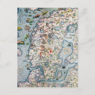 Scandinavia, detail from the Carta Marina Postcard