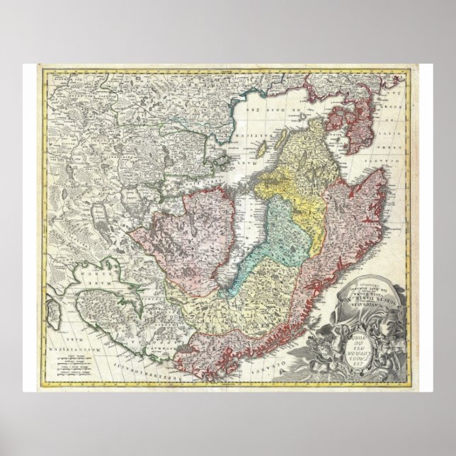 Scandinavia Finland Denmark Map Poster (Front)