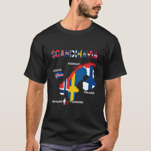 Scandinavia Flag Nordic Countries Maps Northern Eu T-Shirt
