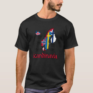 Scandinavia Flags Map Black Lettering T-Shirt