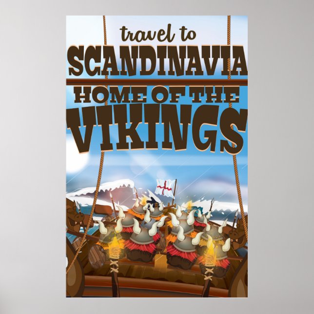 Scandinavia home of the vikings cartoon poster (Front)