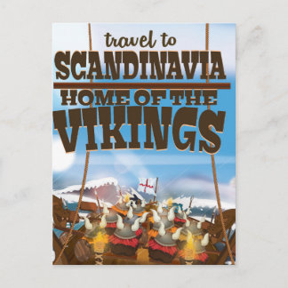 Scandinavia home of the vikings cartoon poster postcard