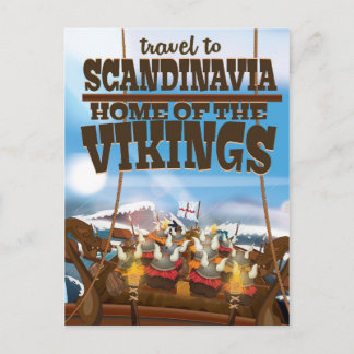 Scandinavia home of the vikings cartoon poster postcard
