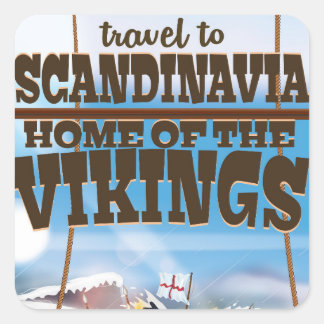 Scandinavia home of the vikings cartoon poster square sticker