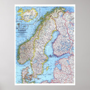 " Scandinavia: Map from 1963 ... Poster