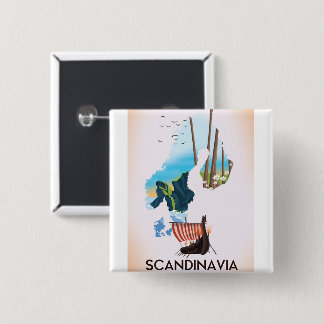 Scandinavia Map Viking travel poster 15 Cm Square Badge