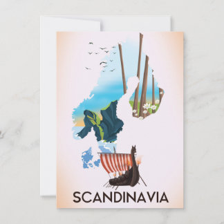 Scandinavia Map Viking travel poster Invitation