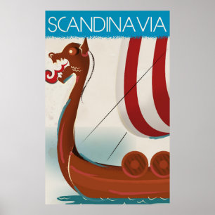 Scandinavia vintage travel poster